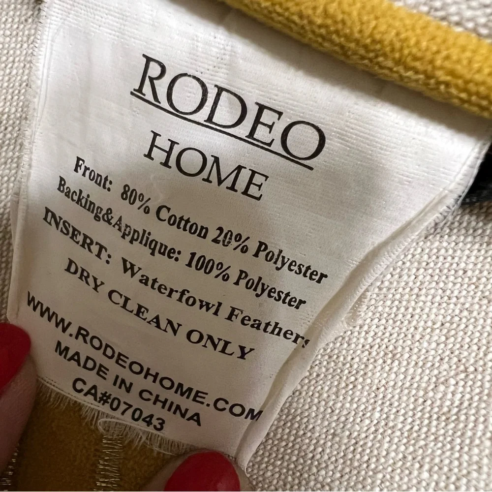 Rodeo Home Pair of Yellow Cream Geometric Pillow Covers 20x20 Textured Velvet